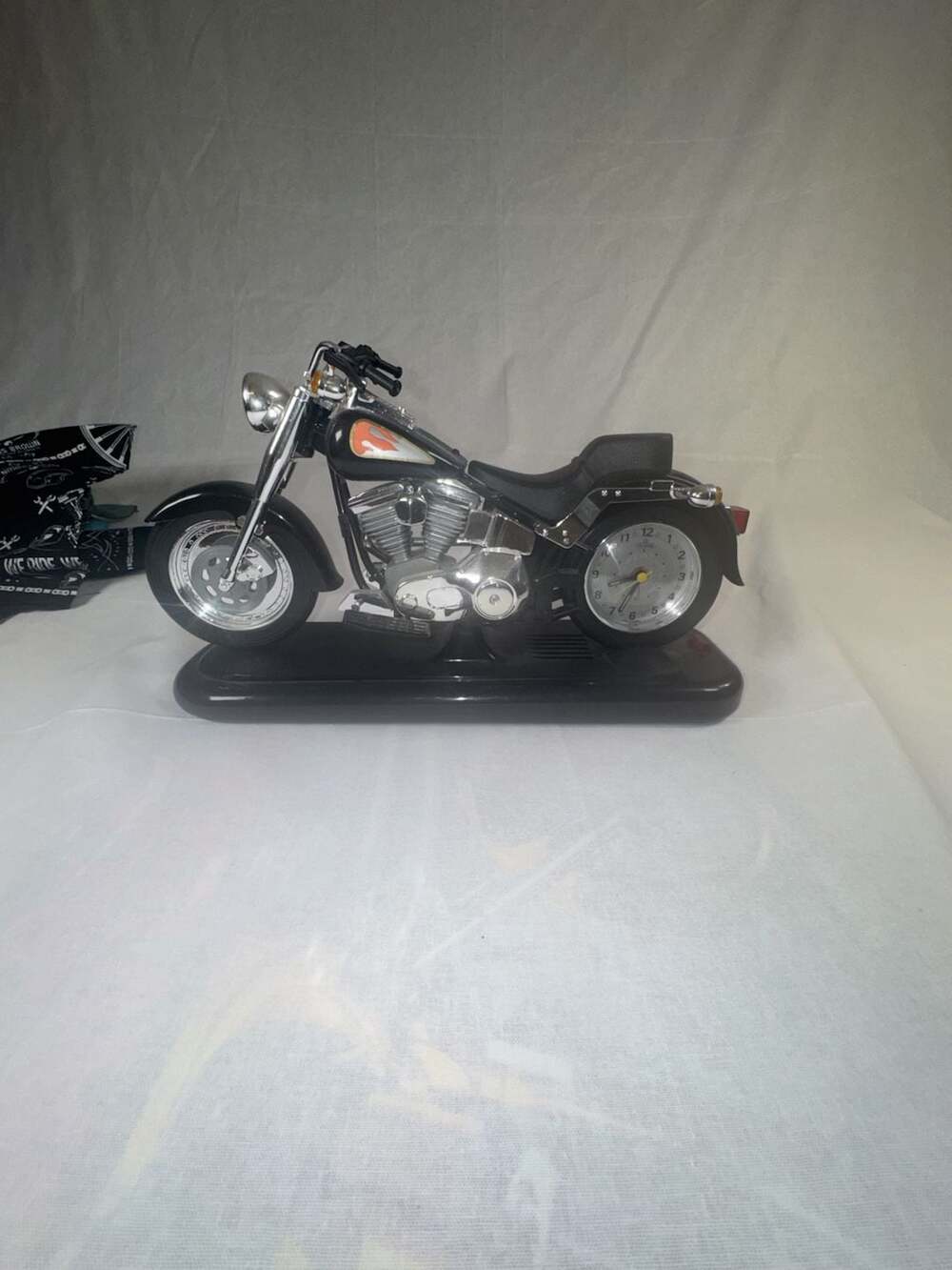 Vintage Motorcycle Desk Clock Black Cruiser Model